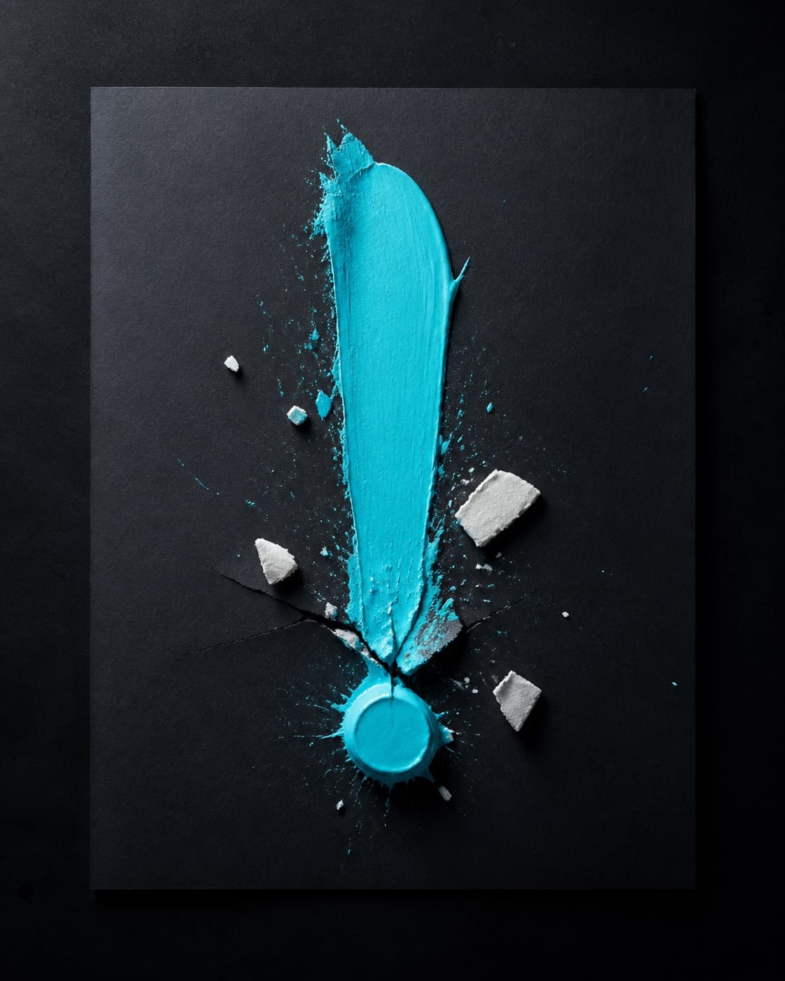 Señal creativa azul sobre una superficie editorial oscura